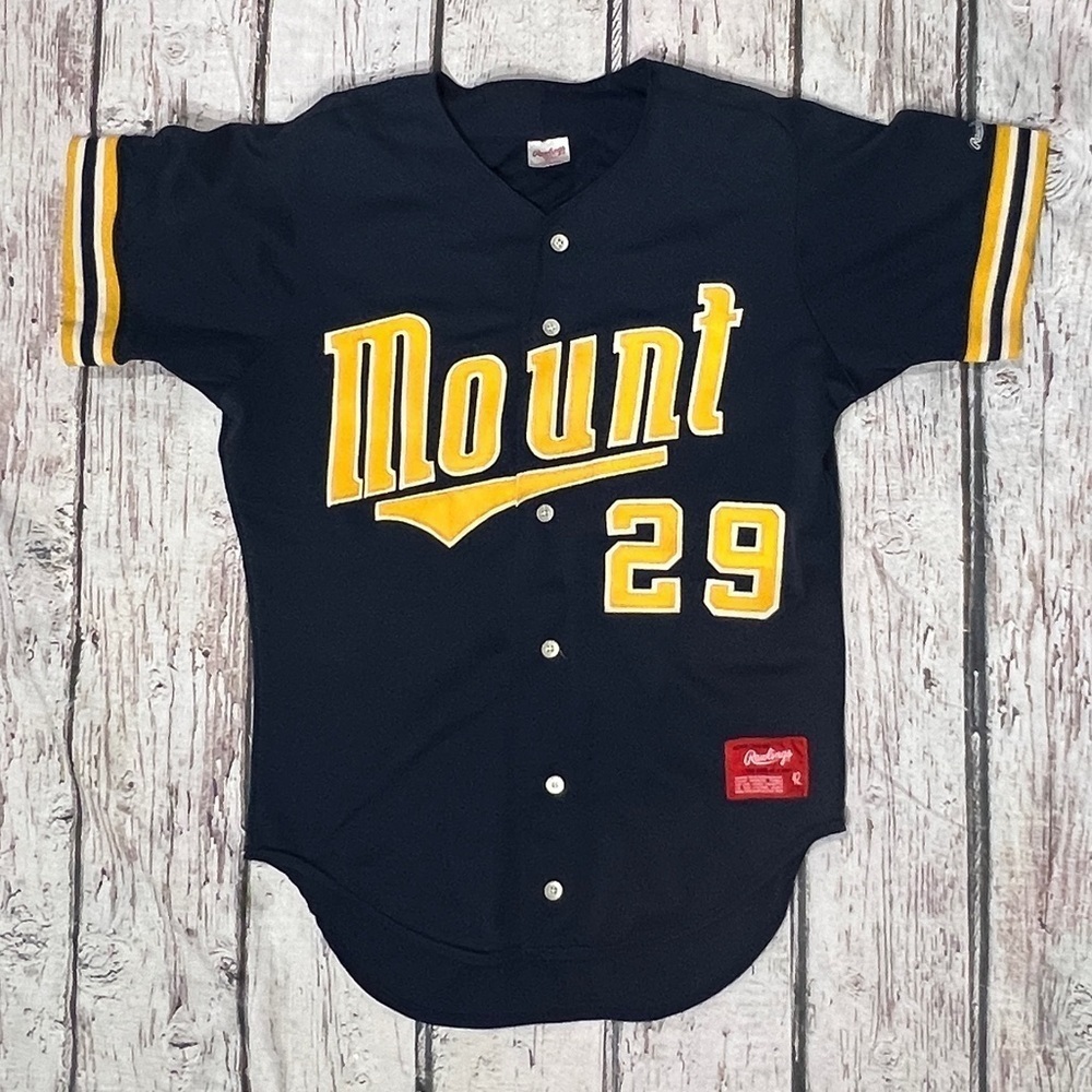 Vintage 80s Mount #29 Rawlings Stitched Softball Sports Blue Jersey